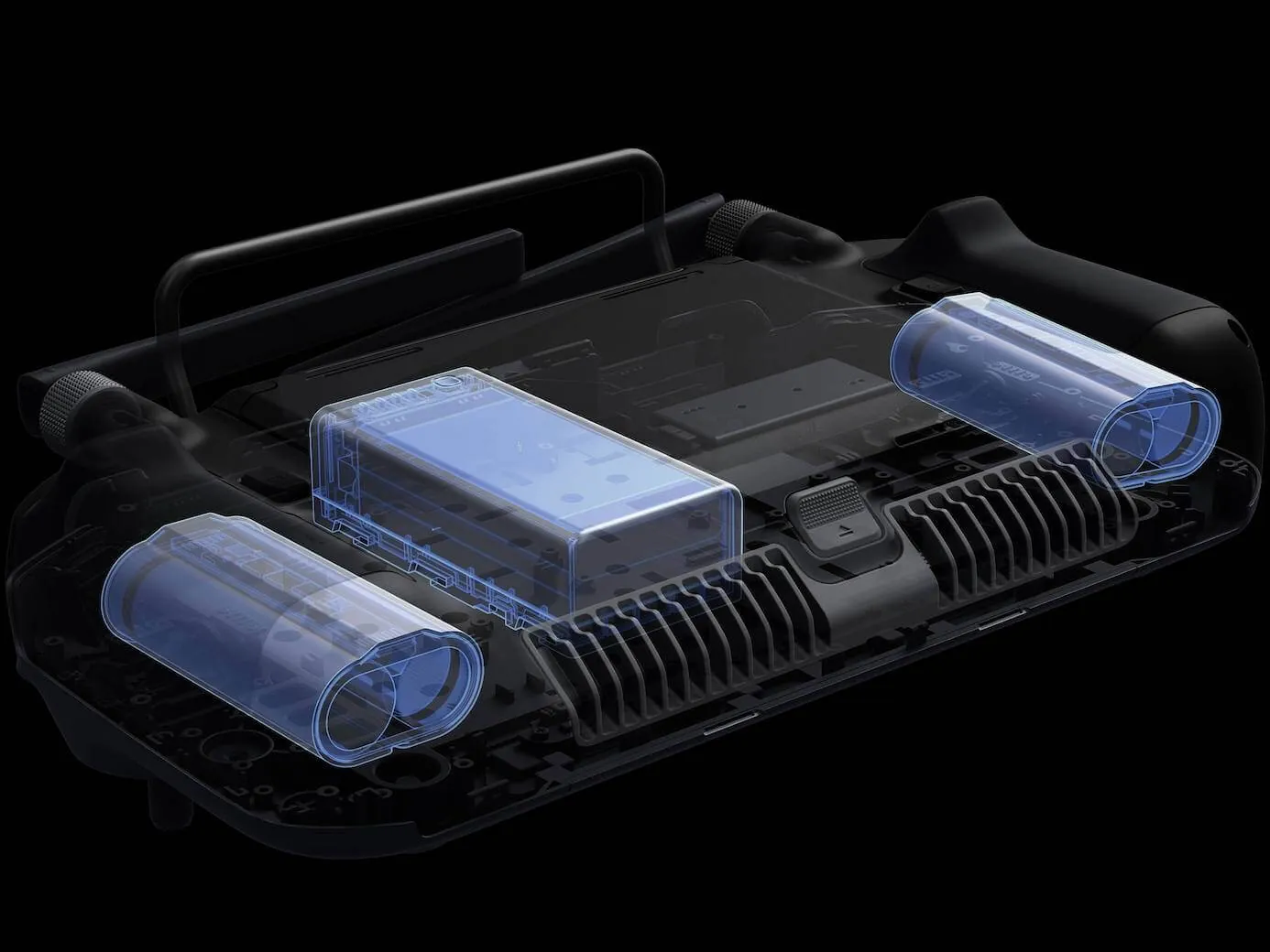 Tampilan potongan internal baterai ganda dan remote controller Matrice 30 Series