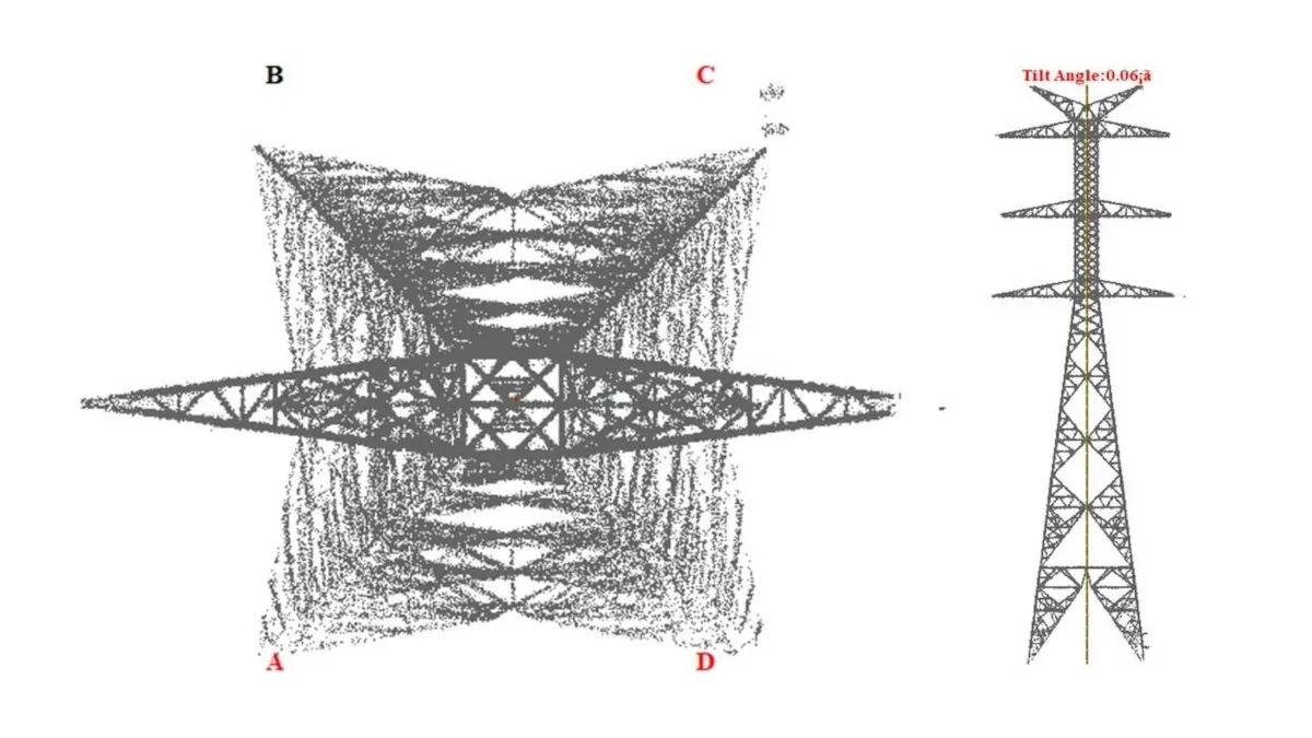 Analisis point cloud LiDAR menara transmisi listrik untuk mengukur kemiringan (tilt angle) struktur